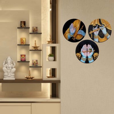 Lord Krishna Divine Wall Art Set   Spiritual Paintings  Modern & Traditional Home Interiors  Wall Décor for Living Room, Pooja Room & Office (Radha Krishna Wall Art)
